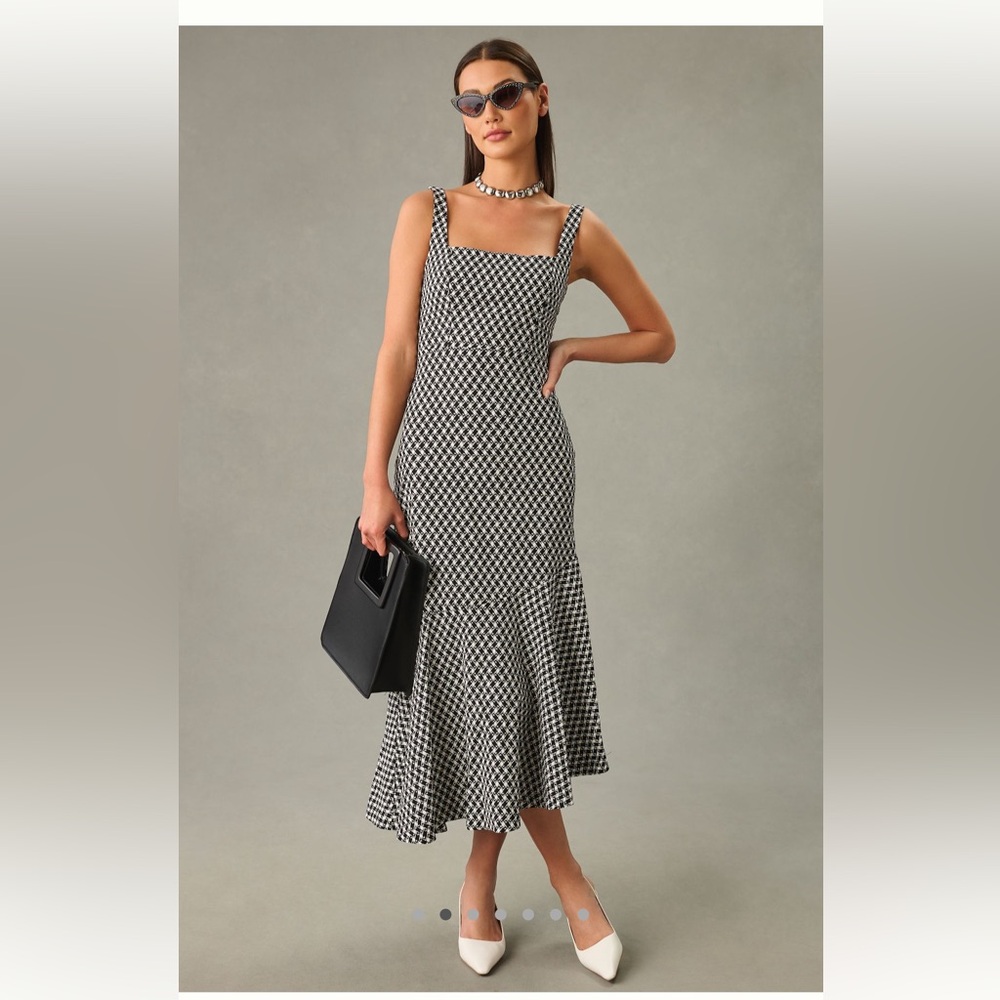 Anthropologie Ariana Square Neck Asymmetrical Ruffle Hem Dress